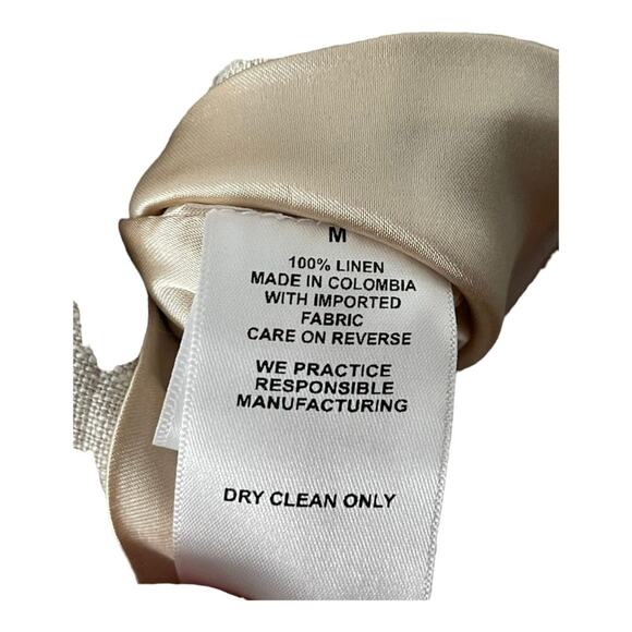 Nonchalant Cecilia Jacket Twist Front 100%  Linen Crop Top Beige Oat Classy M - Picture 9 of 9